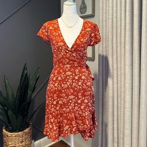Mossimo Supply Co. Red Bohomeian Floral Wrapped Dress